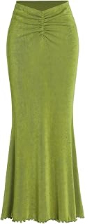 CIDER High Waist Skirts For Women Mermaid Fishtail Ruched Bodycon Long Maxi Skirt with Elastic Lettuce Hem