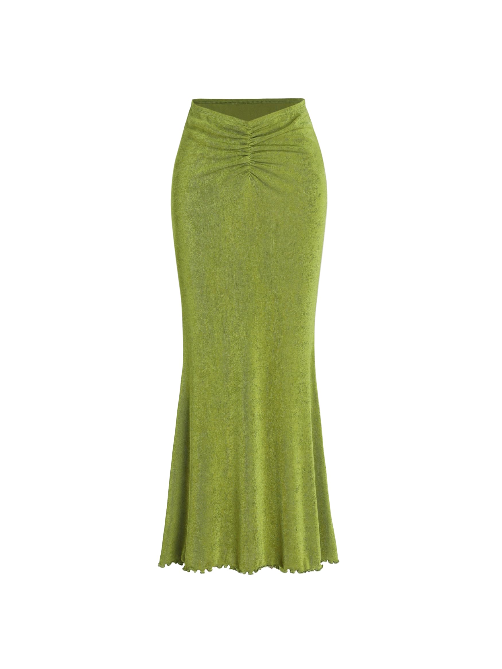 CIDER High Waist Skirts For Women Mermaid Fishtail Ruched Bodycon Long Maxi Skir
