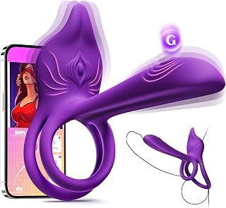 Vibrating Cock Ring Couples Sex Toys - MOOLIGIRL Dual Penis Ring Vibrator with Fox-Shaped Clitoral Stimulator & 4.6in G Spot Vibrator, 10 Vibration Adult Toys for Men Women, Restraining & Bondage Restraints