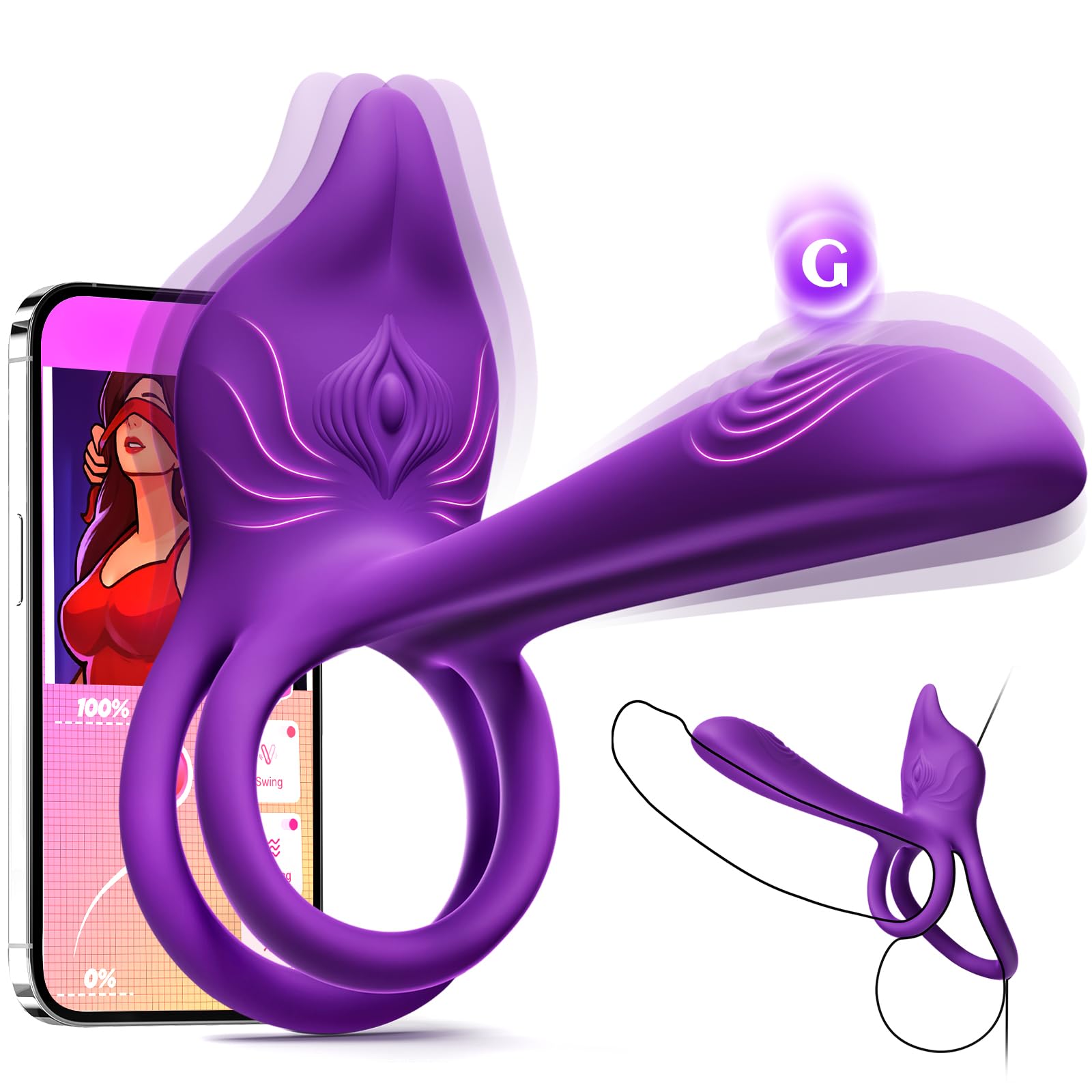 Vibrating Cock Ring Couples Sex Toys - MOOLIGIRL Dual Penis Ring Vibrator with F