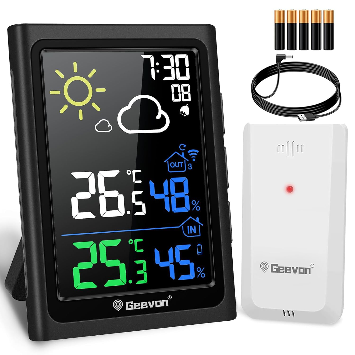 Geevon Weather Station Wireless with Outdoor Sensor, Digital Thermometer | Indoo