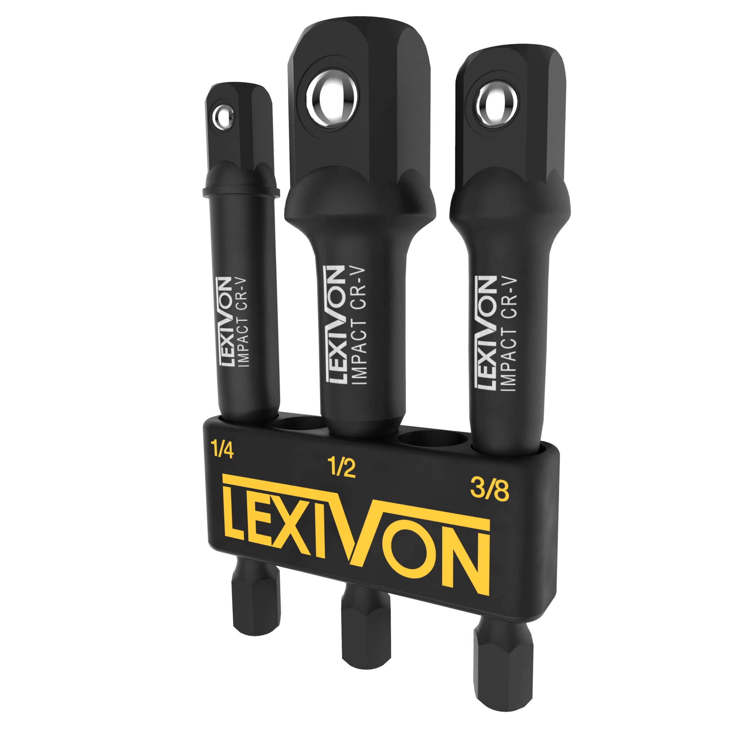 LEXIVON Impact Grade Socket Adapter Set, 3" Extension Bit With Holder | 3-P