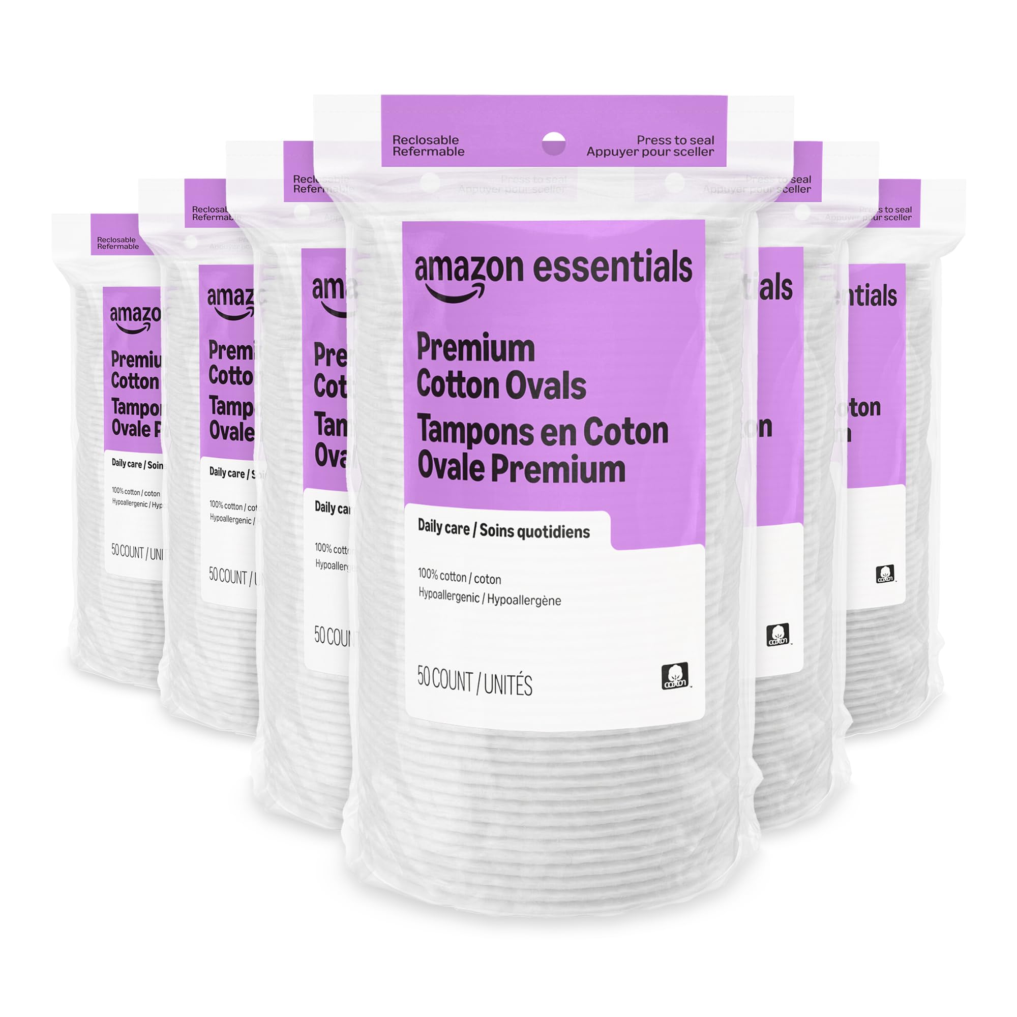 Amazon Essentials Oval Premium Pads, 300 Count (6 Packs of 50) (Previously Amazo