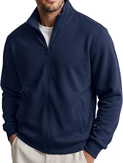 COOFANDY Mens Zip Up Sweatshirt Lightweight Fleece Jacket Casual Sweaters