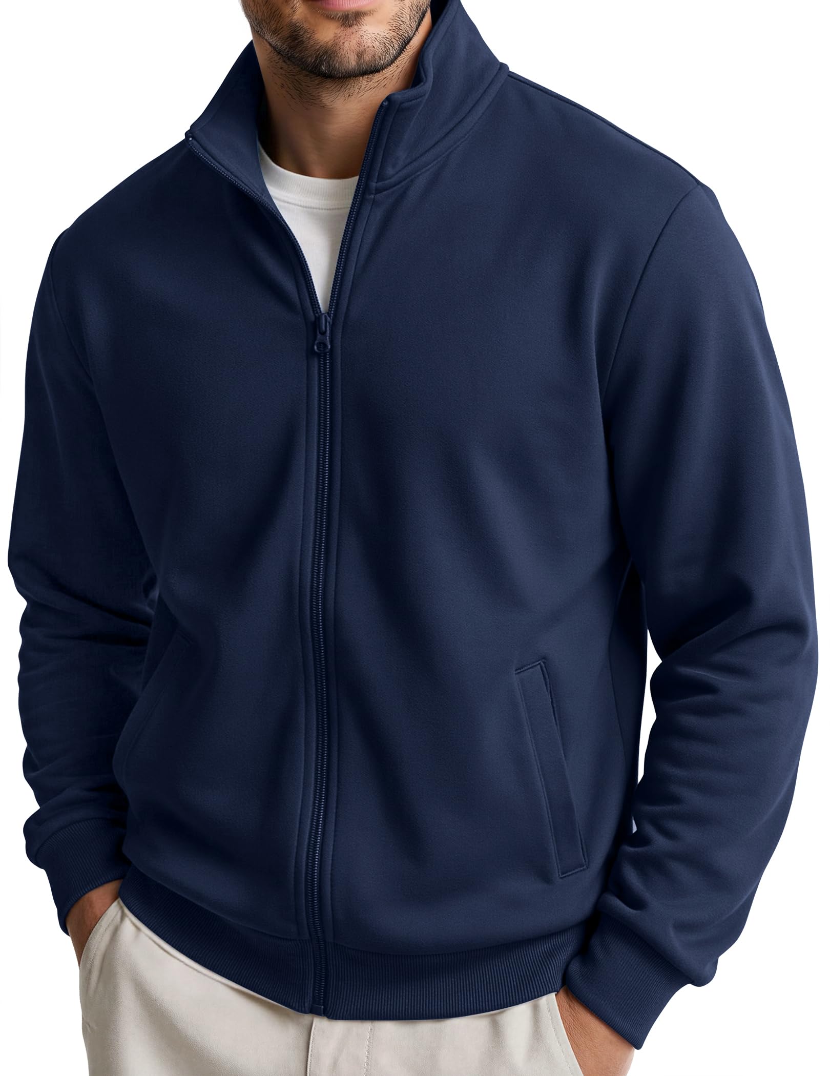 COOFANDY Mens Zip Up Sweatshirt Lightweight Fleece Jacket Casual Sweaters
