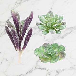 Artificial Succulents, 3 Pack Fake Succulent Plants Artificial Small Fake Succulents Potted Lotus Landscape Decorative Garden Arrangement Decor, Green (C)