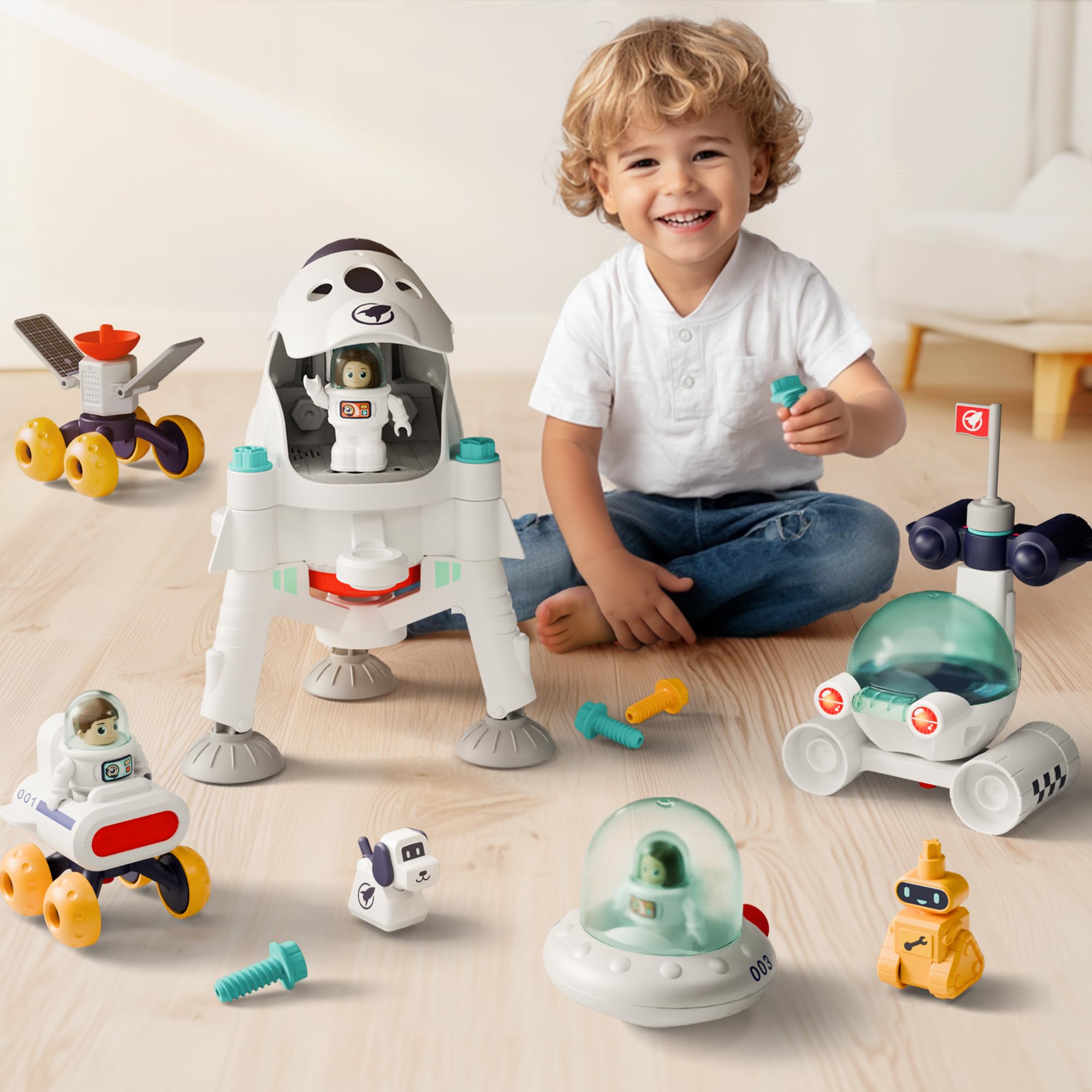 iPlay, iLearn Kids Space Toy, Toddler Spaceship Solar System Planet Playset | w/