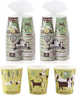 Sunnap Bulk Buy Dog Pattern Paper Cups Made in Japan 5oz 150ml 100 Count (50 Count x 2 Packs) Cute Dog Design Widely Usable Size Adopted in Various Facilities Disposable Great for Large Gatherings
