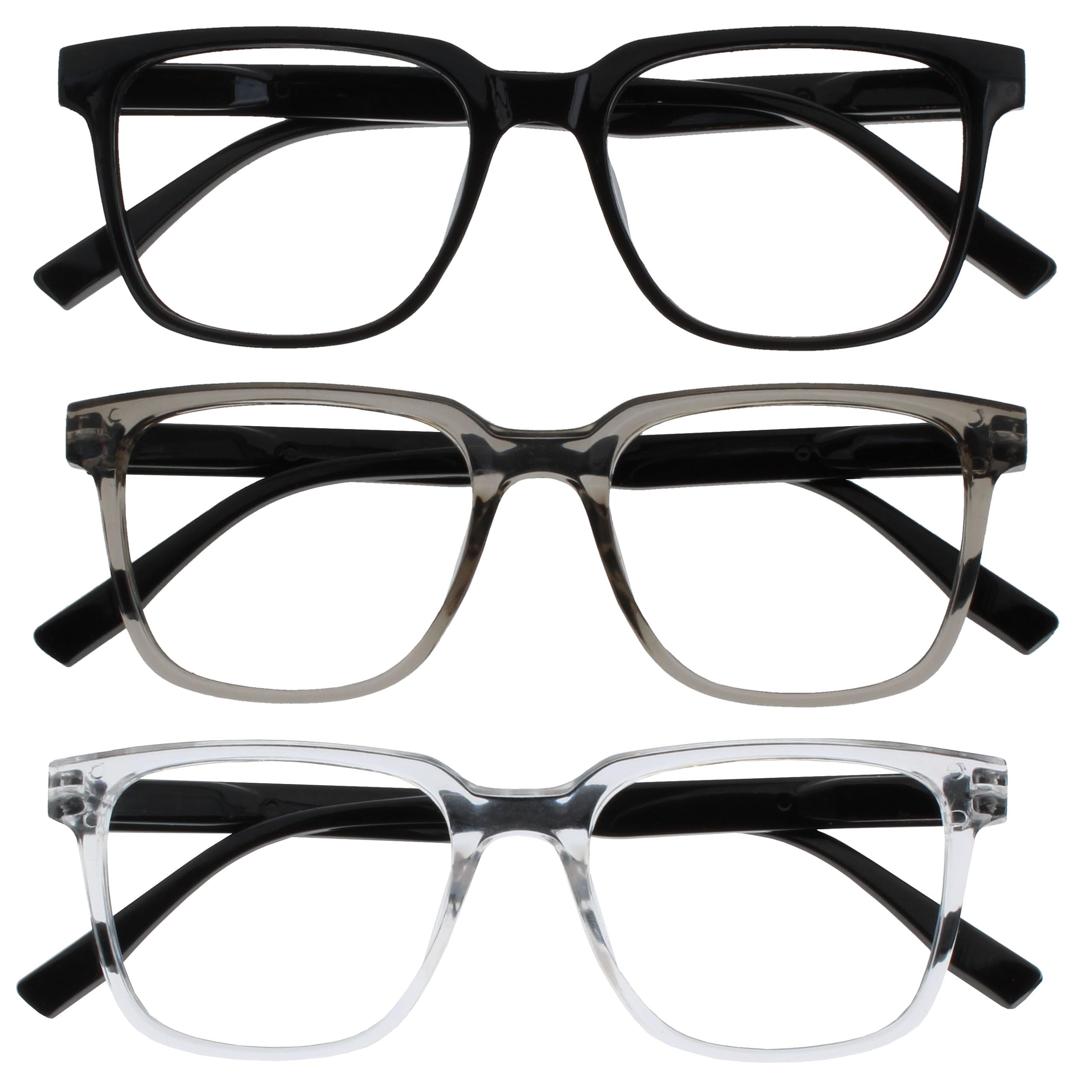 OPULIZE LEO Reading Glasses – Large Rectangular Frame – Men Women – Spring Hinge