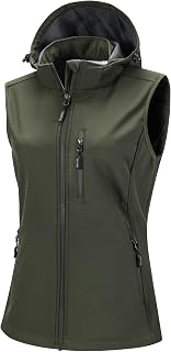 33,000ft Softshell Vests Lightweight Hooded Sleeveless Jacket Waterproof Vest Windbreaker Fleece Lined Zipper Pockets
