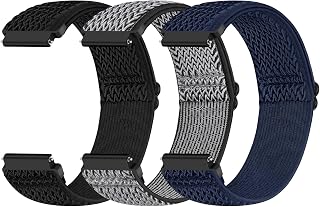 Runostrich Quick Release Nylon Watch Band - Choice of Width - 18mm, 19mm, 20mm, 22mm, 24mm Elastic Watch Straps Adjustable Stretchy Solo Loop Sport Nylon Replacement Wristband for Women Men, 3pcs