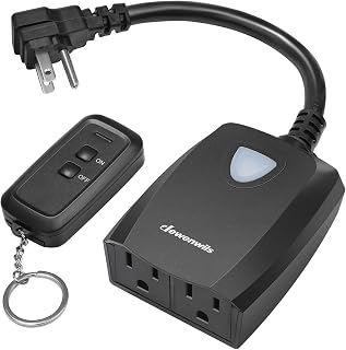 DEWENWILS Outdoor Wireless Remote Control Outlet Halloween Power Strip Weatherproof, Expandable Indoor Outdoor Electrical Plug in Light Switch, 15 A, 7-Inch Extension Cord, 100 FT Range, ETL Listed