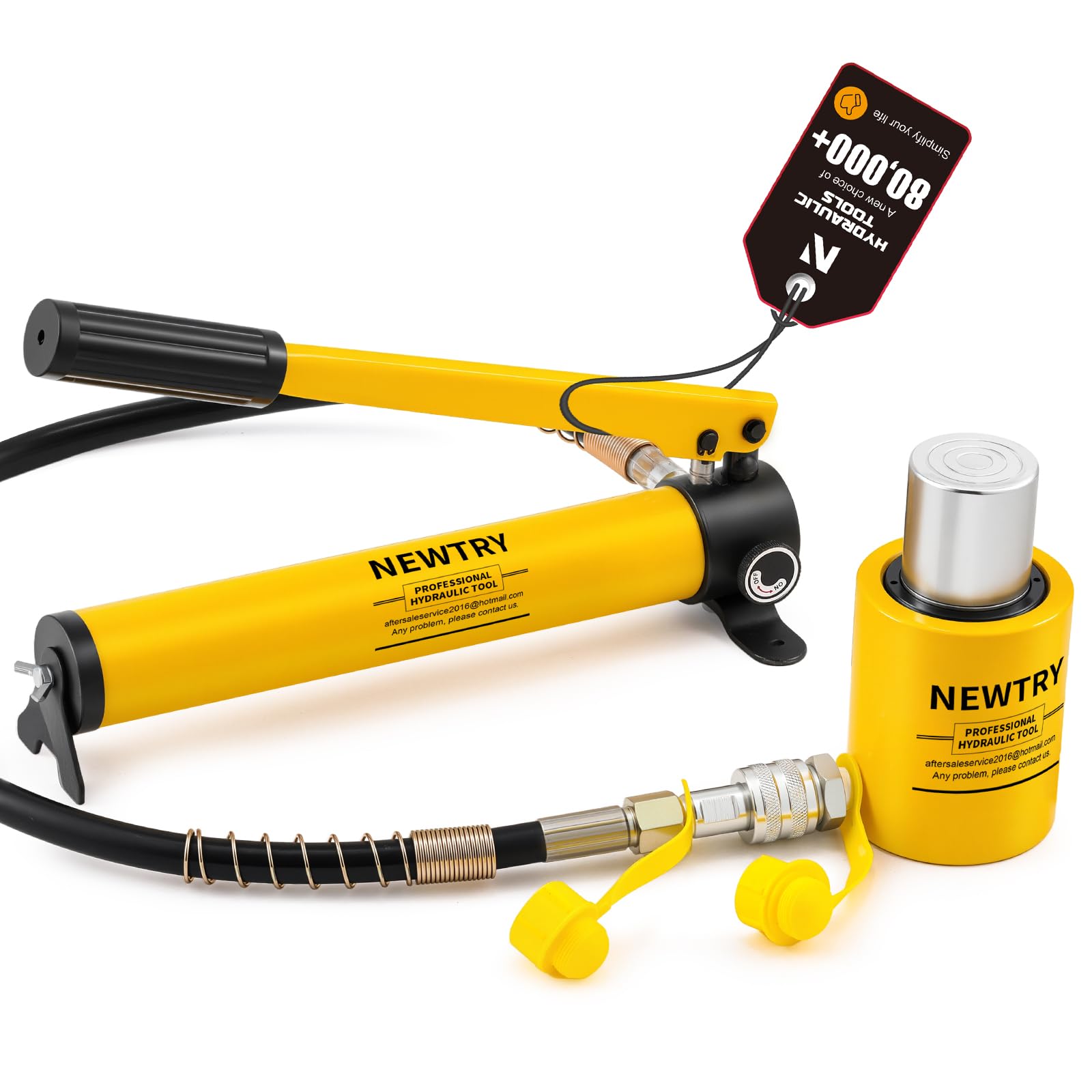 NEWTRY 20T Hydraulic Ram Jack & CP-180 Hand Pump, 2" Stroke Porta Power Set | Sh