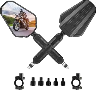 OFIG Adventure Motorcycle Mirrors, Adjustable Motorcycle Side Mirrors with 7/8" Handlebar Mount 8mm 10mm Screws Fit for Motorcycle Scooter Moped Dirt Bike Quad