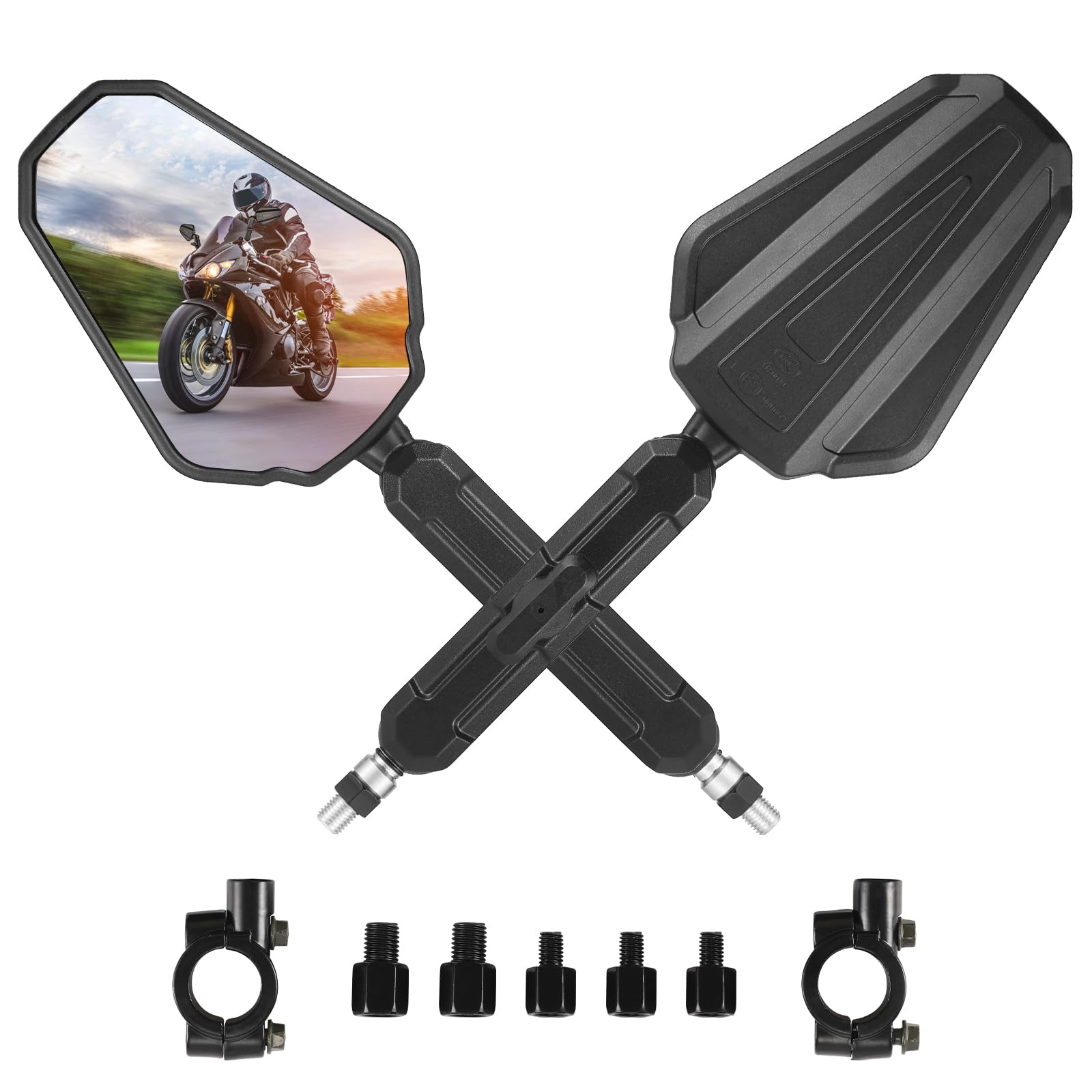 OFIG Adventure Motorcycle Mirrors, Adjustable Motorcycle Side Mirrors with 7/8" 