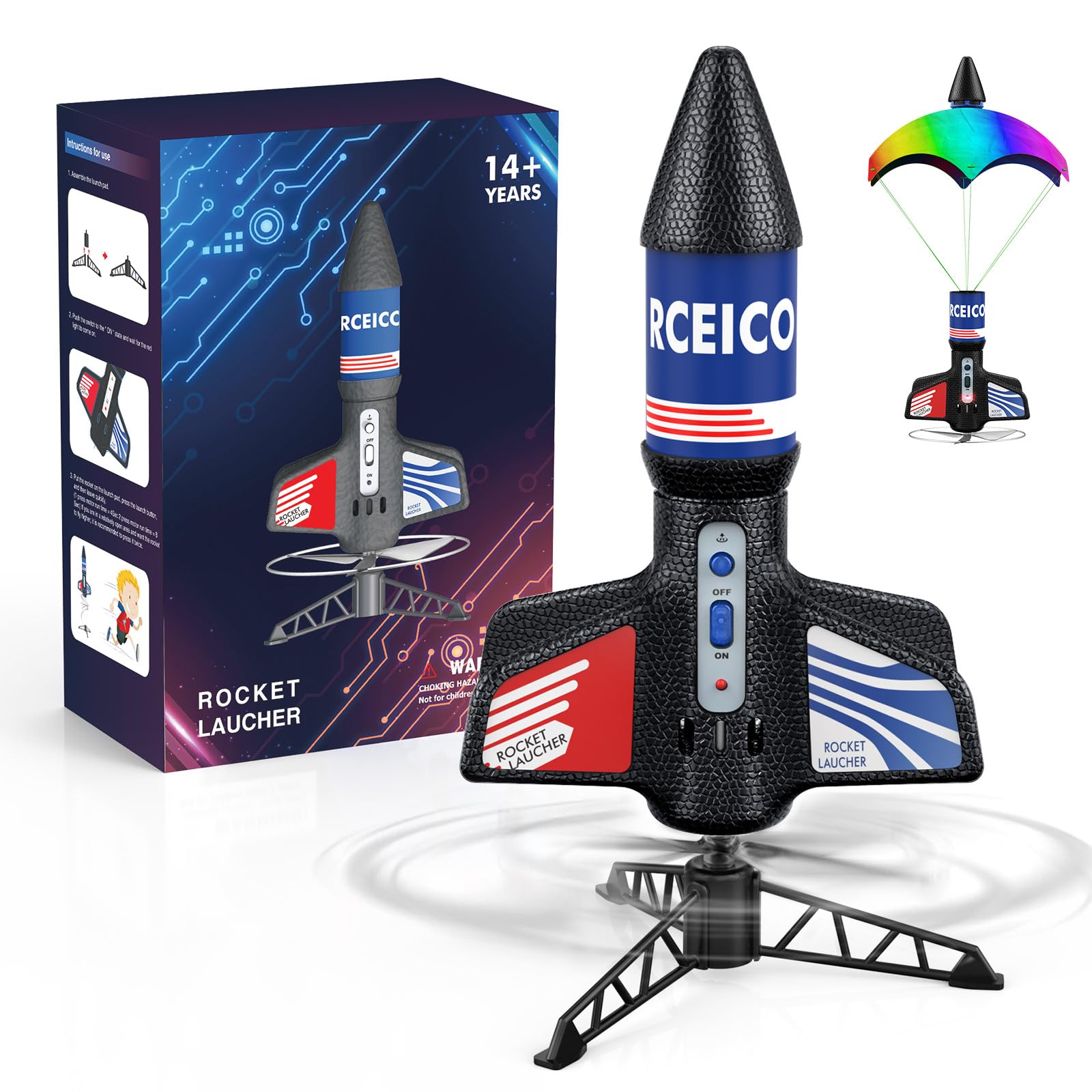 Rceico Rocket Launcher, 170 Feet of Flight Altitude, Model Rocket Kits with Laun