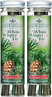 Scentsicles White Winter Fir Scented Christmas Ornaments 2 Pack | 12 Sticks and Hooks Total
