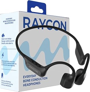 Raycon Everyday Bone Conduction Headphones, 2nd Gen, Black | IP67 Waterproof; 16H Battery Life; Dual Mic Call Clarity; Lightweight, Open-Ear Design; Running/Cycling/Commuting