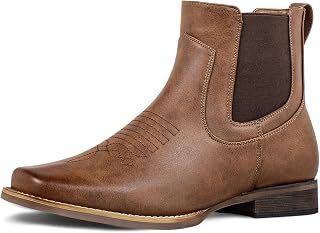 Cowboy Boots for Men Square Toe Chelsea Boots Mens Western Boots Casual Dress Shoes Ankle Boots