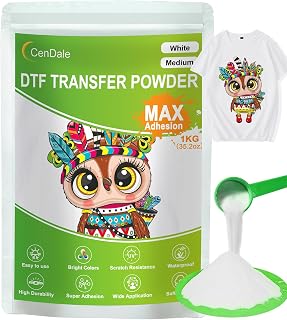 CenDale DTF Powder: 1KG/35.2OZ White Hot Melt Adhesive Digital DTF Transfer Powder for Sublimation, Ideal for All Fabrics Including Jeans/Cotton T-Shirts, Compatible with DTF/DTG Printers