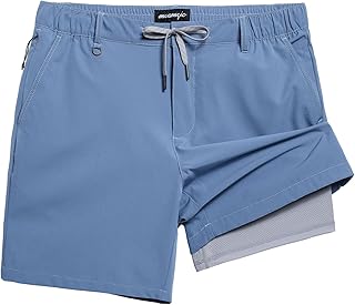 maamgic Mens Casual Shorts Compression Lining 3/4" Classic Fit Khaki
