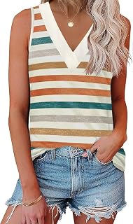 EyMuse Summer Sleeveless V Neck Tank Tops for Women Casual Basic Shirts Classic T Shirts Cute Fashion Clothes