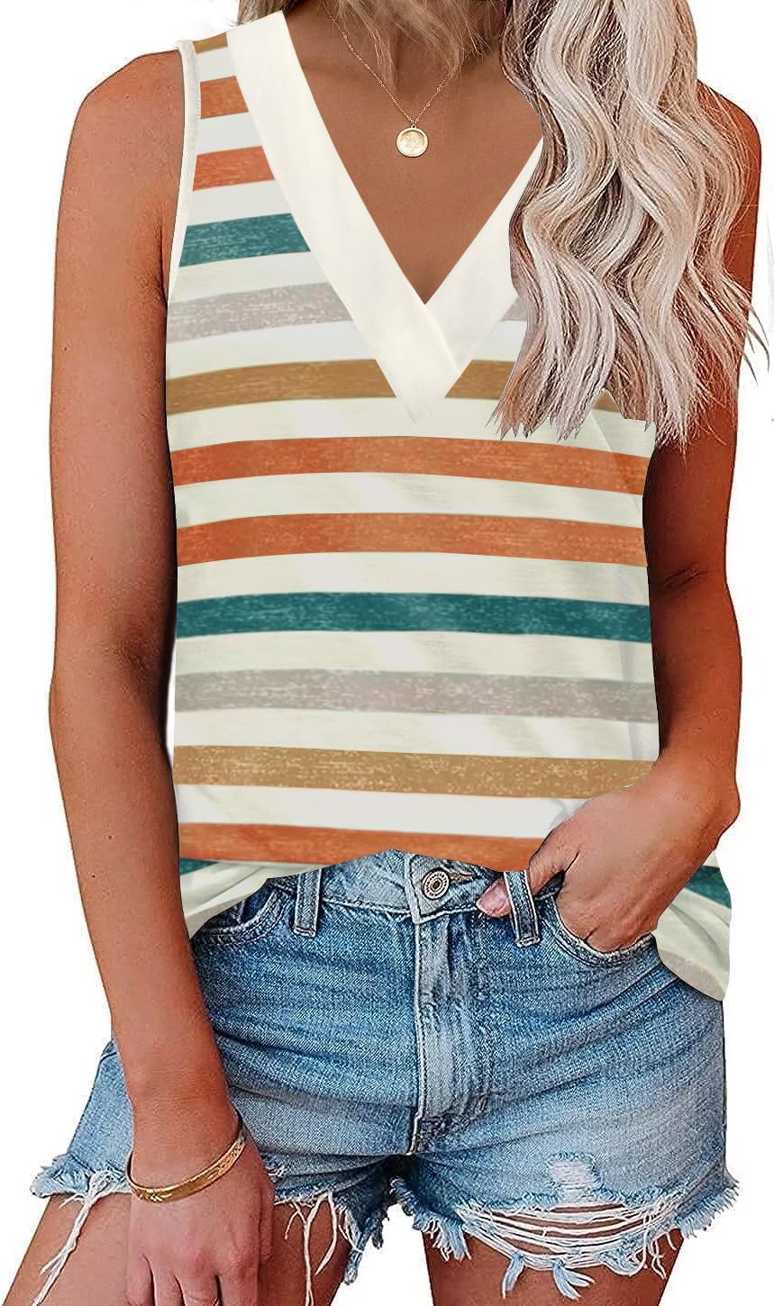 EyMuse Summer Sleeveless V Neck Tank Tops for Women Casual Basic Shirts Classic 