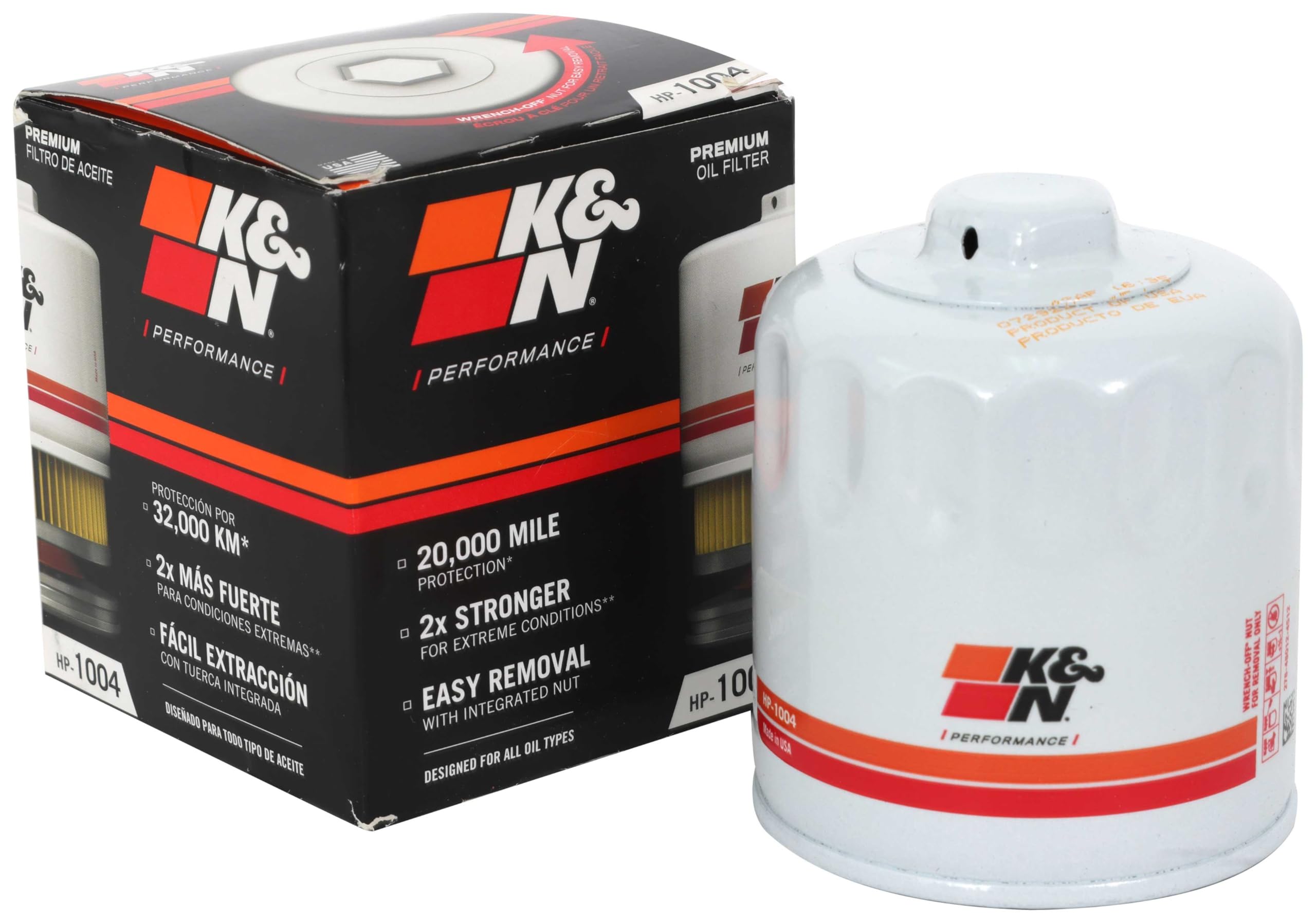 K&N Oil Filter: 20,000 Mile Engine Protection with Wrench Off Nut, HP-1004 | Com