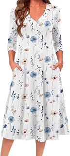 Zeagoo Dresses for Womens Long Sleeve Midi Dress Fall Casual A Line Dress