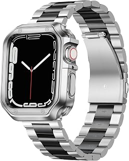 BINLUN Metal Strap Compatible with Apple Watch 49mm 46mm 45mm 44mm 42mm 41mm 40mm 38mm Stainless Steel Strap with TPU Case for iWatch Ultra SE Series 11/10/9/8/7/6/54/3/4/12-1