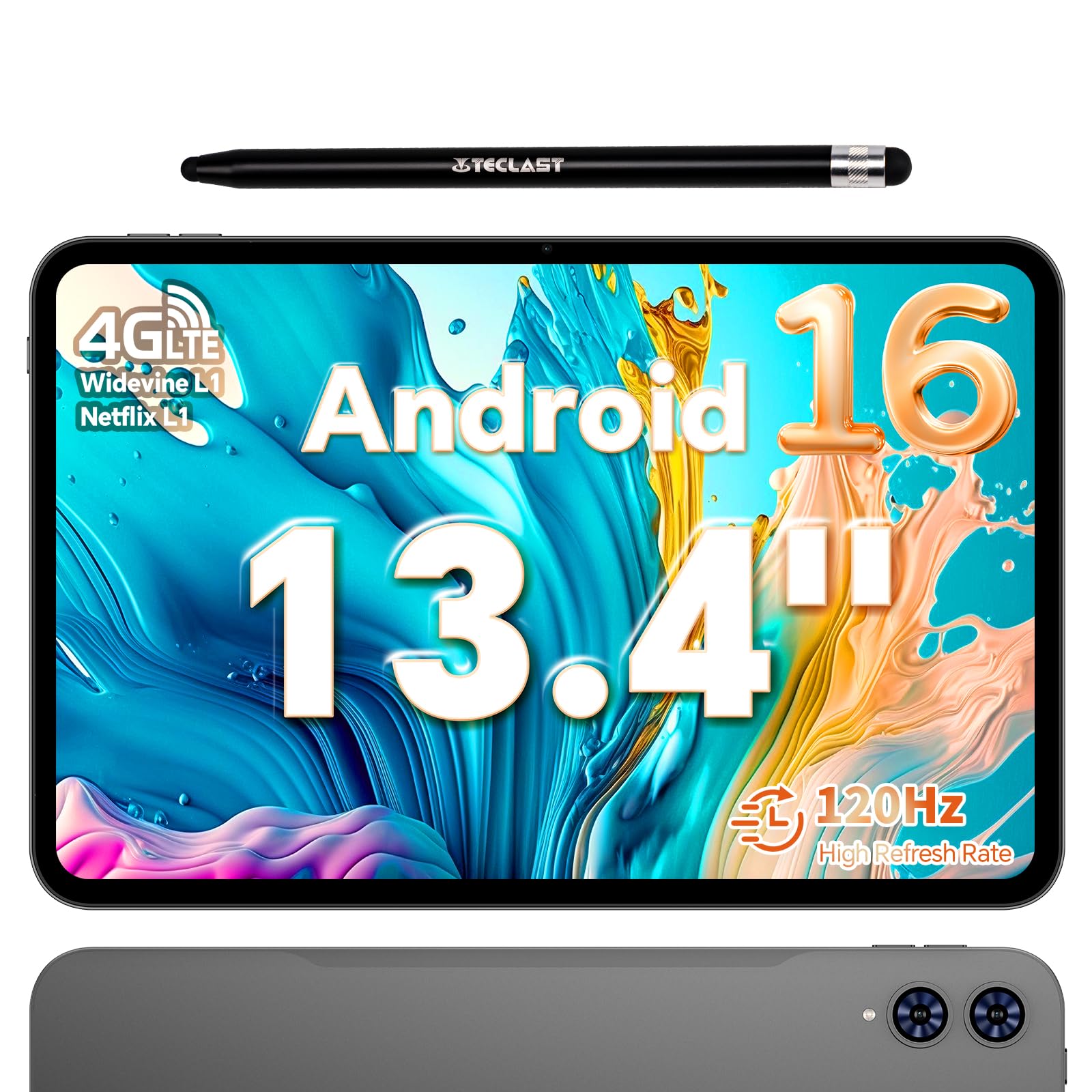 TECLAST T65 Tablet 13.4 Inch Android 16, 4G LTE, 26GB+128GB with Stylus Pen | Oc