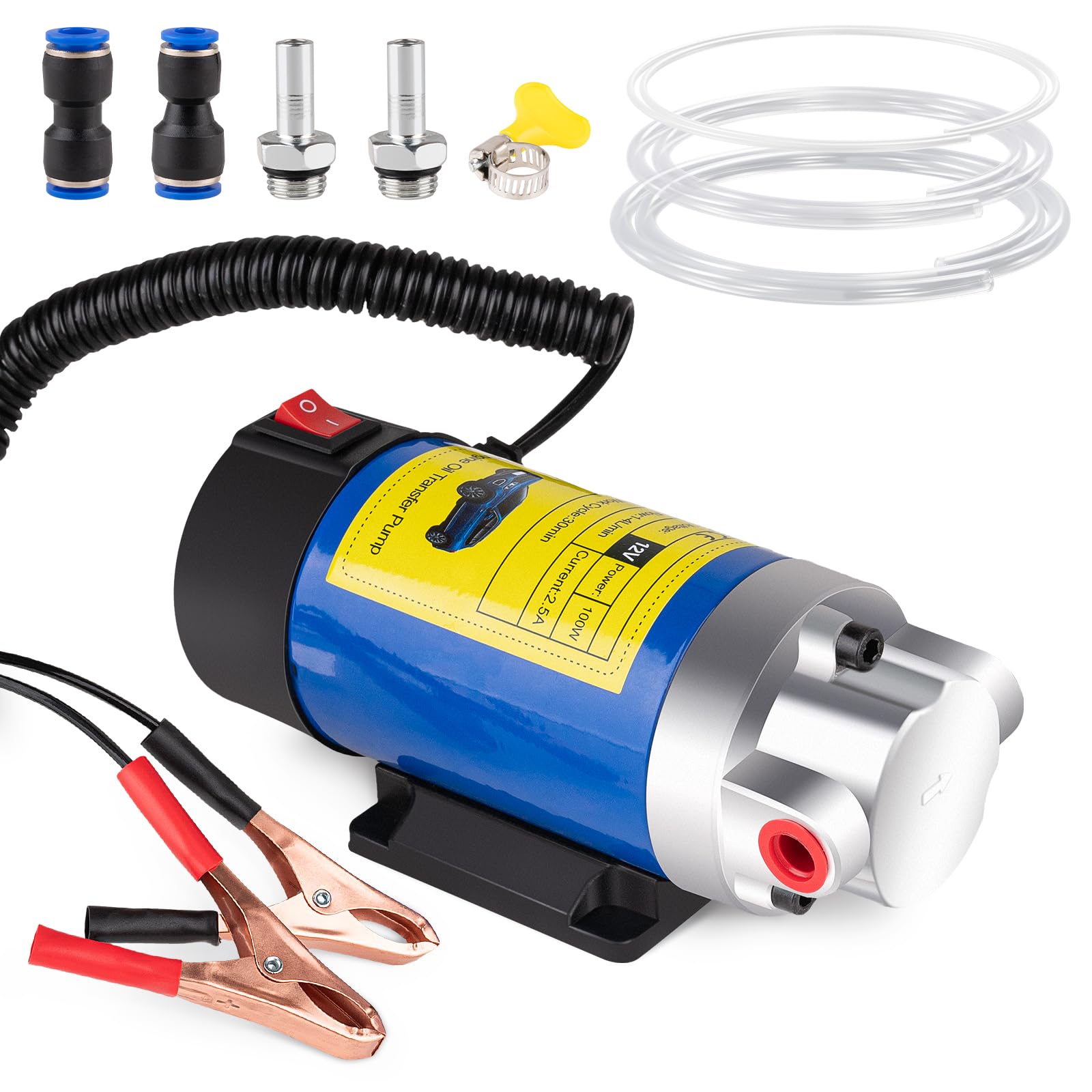 Oil Extractor Pump 12V 100W, Ultra-Quiet Fluid Transfer Pump for Engine Oil, Tra