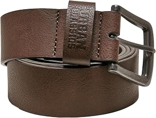 URBAN CLASSICS Unisex Leather Belt, Faux Leather Belt with Buckle Pin Fastening, Leather Imitation Belt for Men and Women, 100% Vegan, Colour: Black, Sizes: S, M, L, XL
