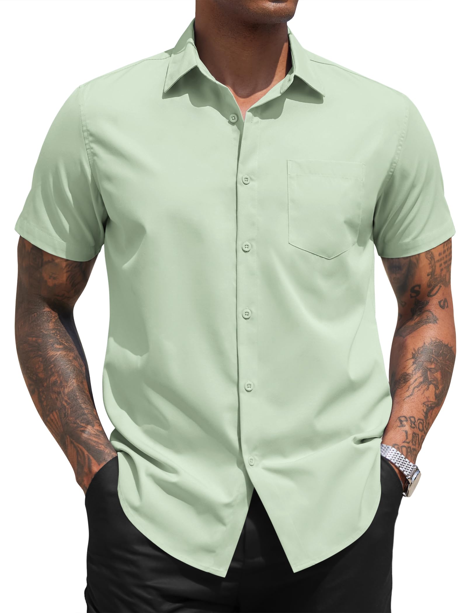 COOFANDY Men's Short Sleeve Summer Shirt - Ideal for the Beach, Daily Use and Bu