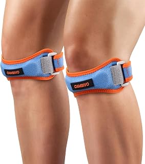 CAMBIVO Adjustable Knee Brace x2, Patellar Tape, Meniscus and Ligament Knee Pads with Strap for Patellar Tendon, Running, Jumping, Gym, Tendonitis Relief, Joint Stabilization