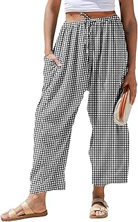 TARSE Women's Wide Leg Palazzo Harem Pants Striped Casual Loose Drawstring Low Waist Palazzo Harem Pants with Pockets