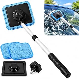 Dual Magnetic Car Windshield Cleaner, Double Sided Glass Cleaning Tool | Streak-free double-sided cleaning, strong magnetic hold, replaceable pads; for car windshields, home windows, mirrors