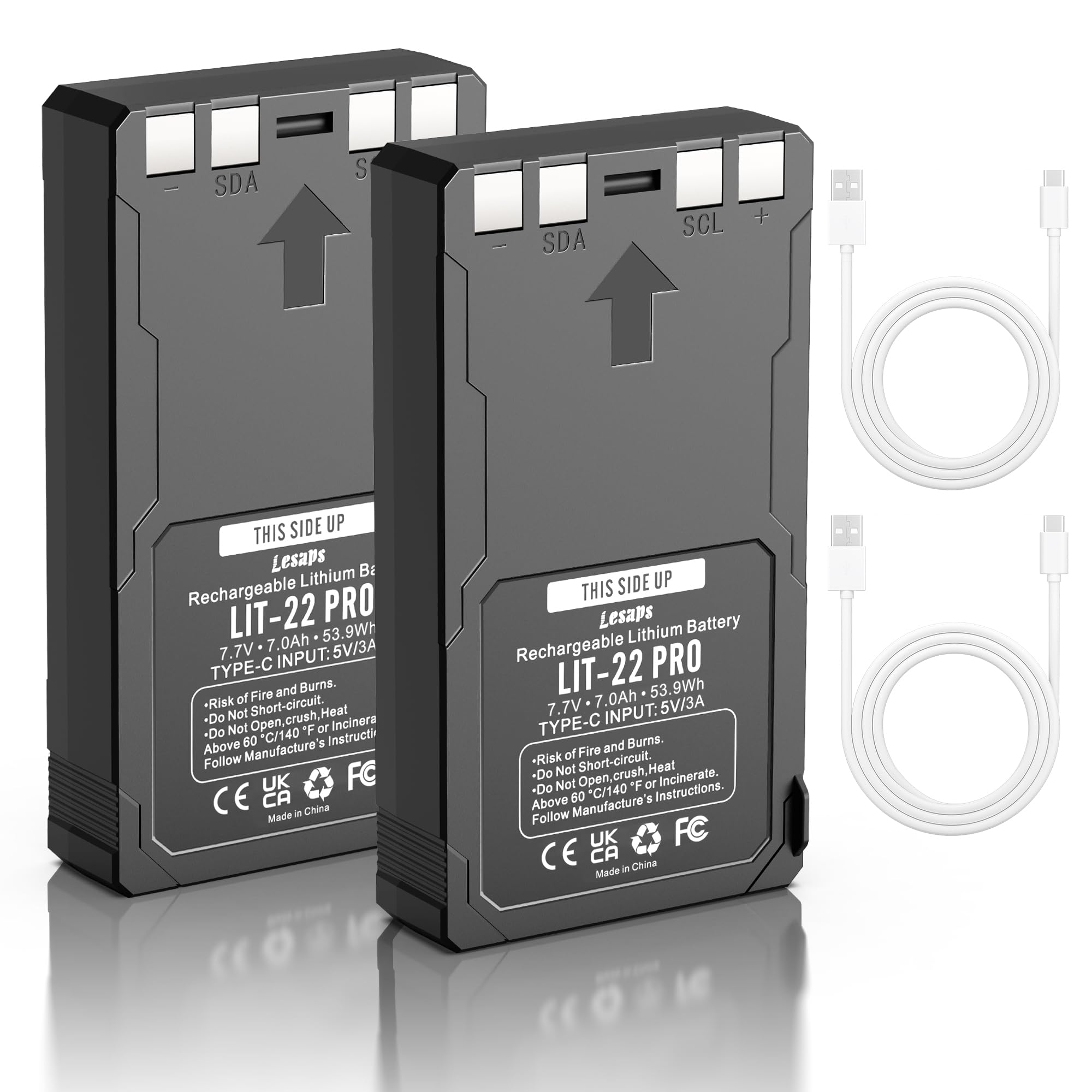Lesaps 2Pack 7000mAh Rechargeable LIT-22 Battery for SPYPOINT Trail Camera | Pro