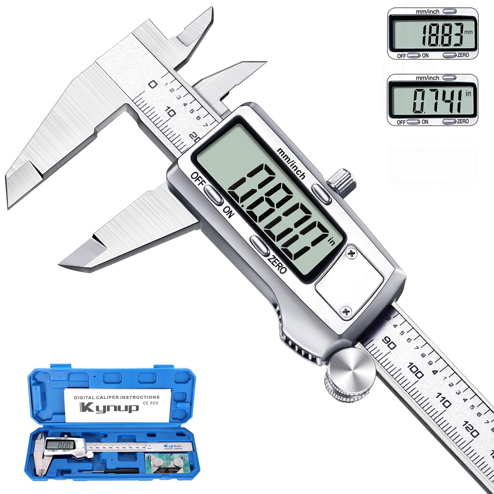 Kynup Digital Caliper, Vernier Calipers 150mm with Inch/mm Conversion | Stainles