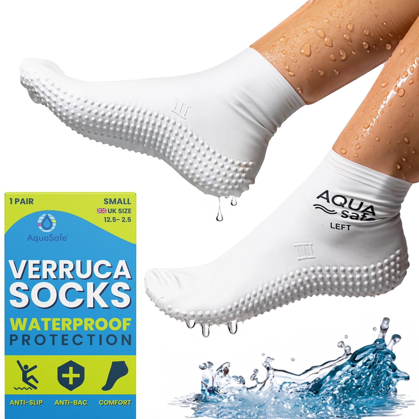 Aquasafe Guardsocks Kids Waterproof Verruca Socks – 100% Latex Swim Socks – Non-