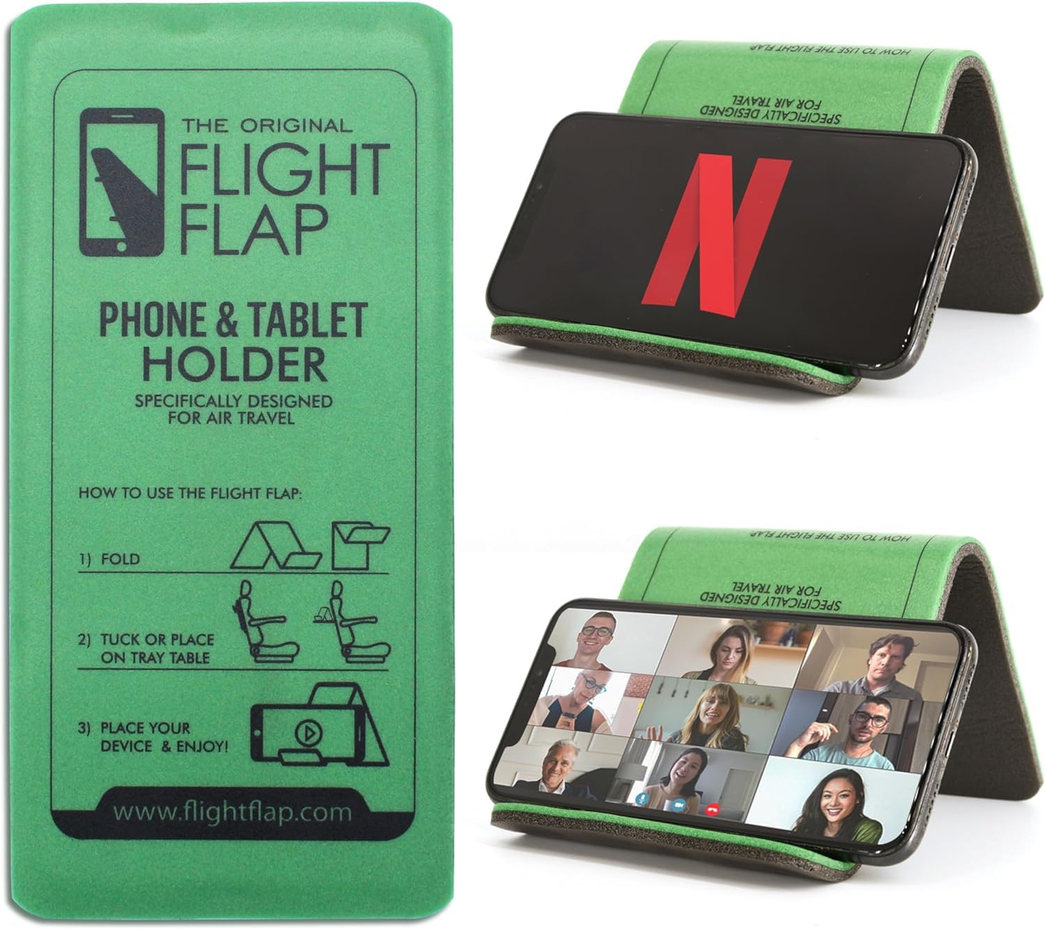 Flight Flap - Foldable Airplane Phone Holder, Travel Phone Stand, Green | Use th