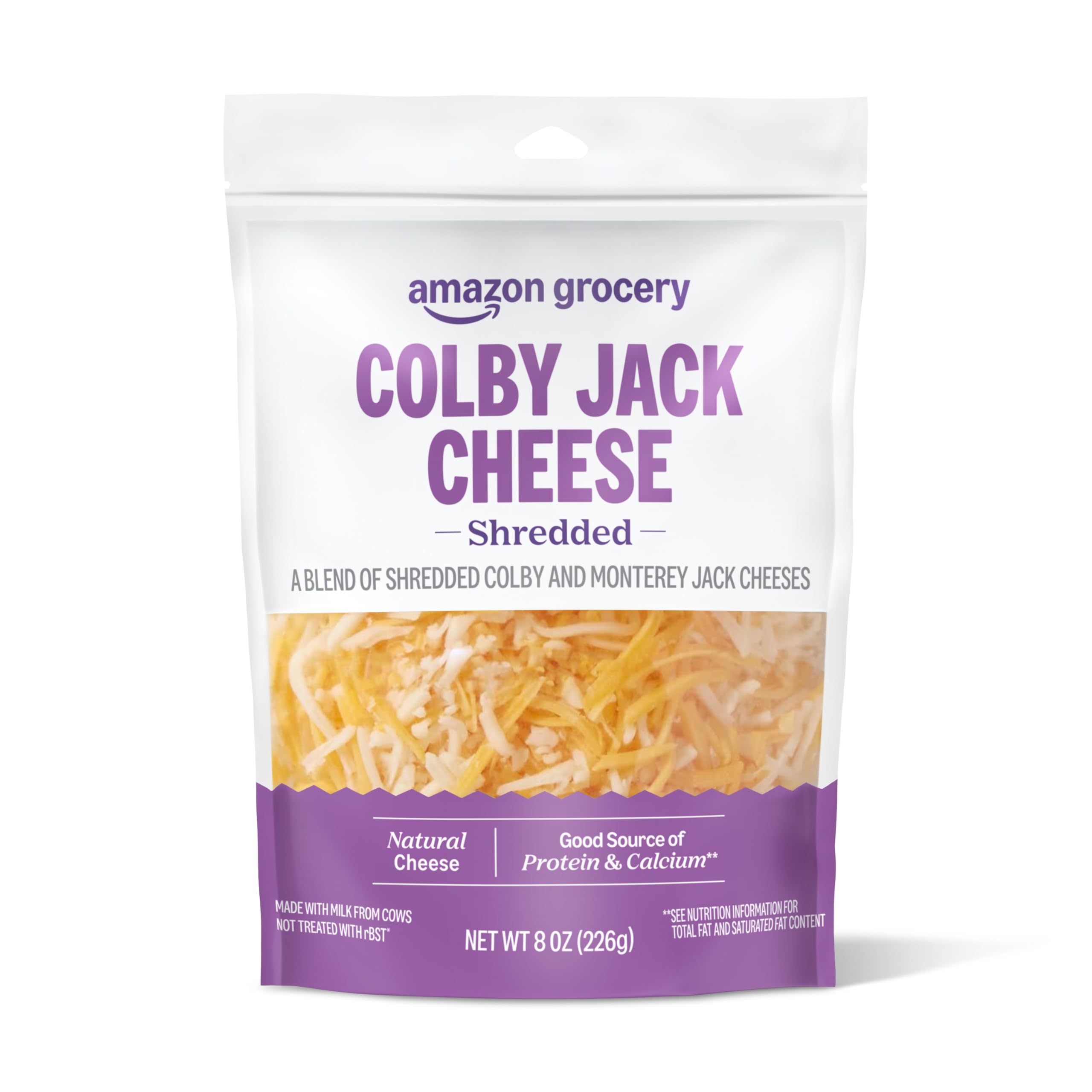 Amazon Grocery, Colby Jack Cheese, Shredded, 8 Oz