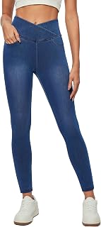 IUGA Jeans elásticos de cintura alta para mujer, jeans ajustados con bolsillos, a la moda