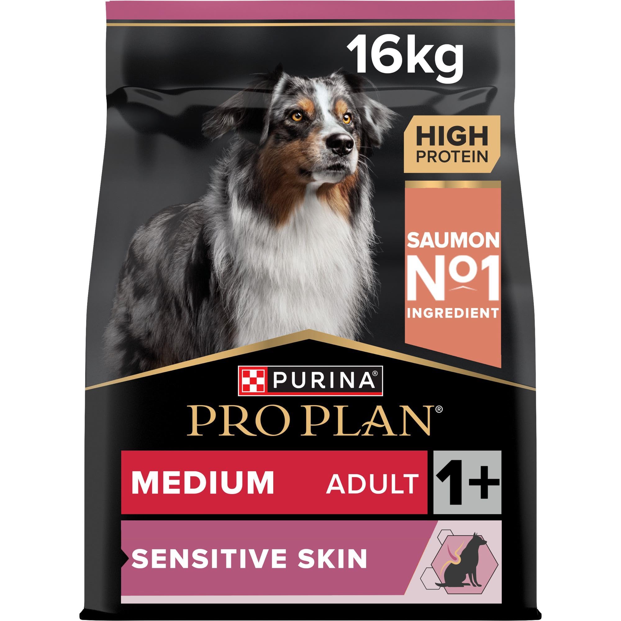 Purina Pro Plan Medium Adult Sensitive Skin for Dogs, Salmon - 3 kg Bag | Salmon