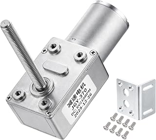 MECCANIXITY JGY-370 12V 18RPM DC Worm Gear Motor M6 Thread Shaft | High Torque Turbine Worm Gear Box Reducer,Electric Motor with Fastener L-Shaped Bracket,for Ovens,Projectors