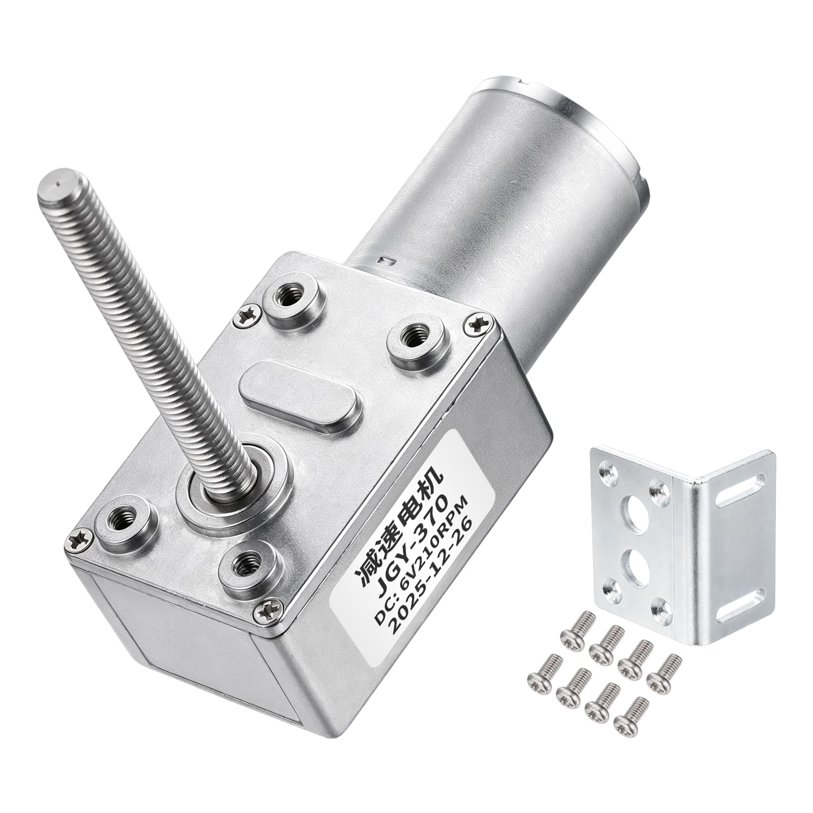 MECCANIXITY JGY-370 12V 18RPM DC Worm Gear Motor M6 Thread Shaft | High Torque T
