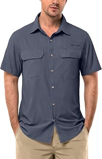 33,000ft Men's Short Sleeve Shirt UV Protection UPF50+ Quick Dry Casual Hiking Fishing Safari Travel Golf Shirt