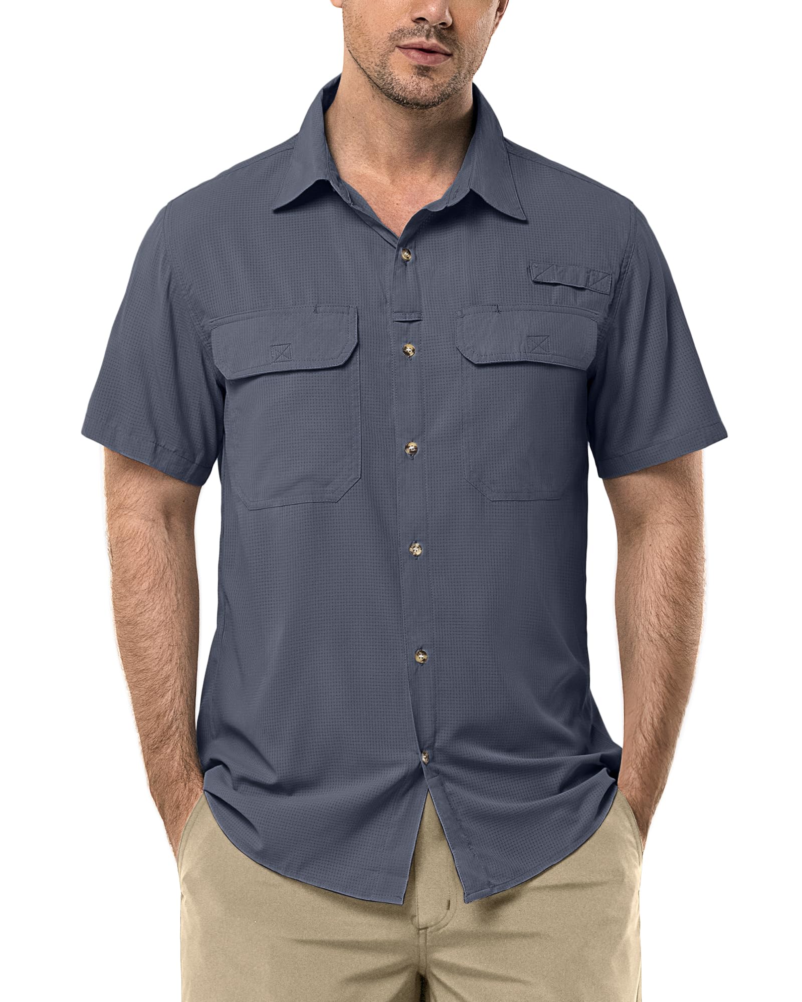 33,000ft Men's Short Sleeve Shirt UV Protection UPF50+ Quick Dry Casual Hiking F