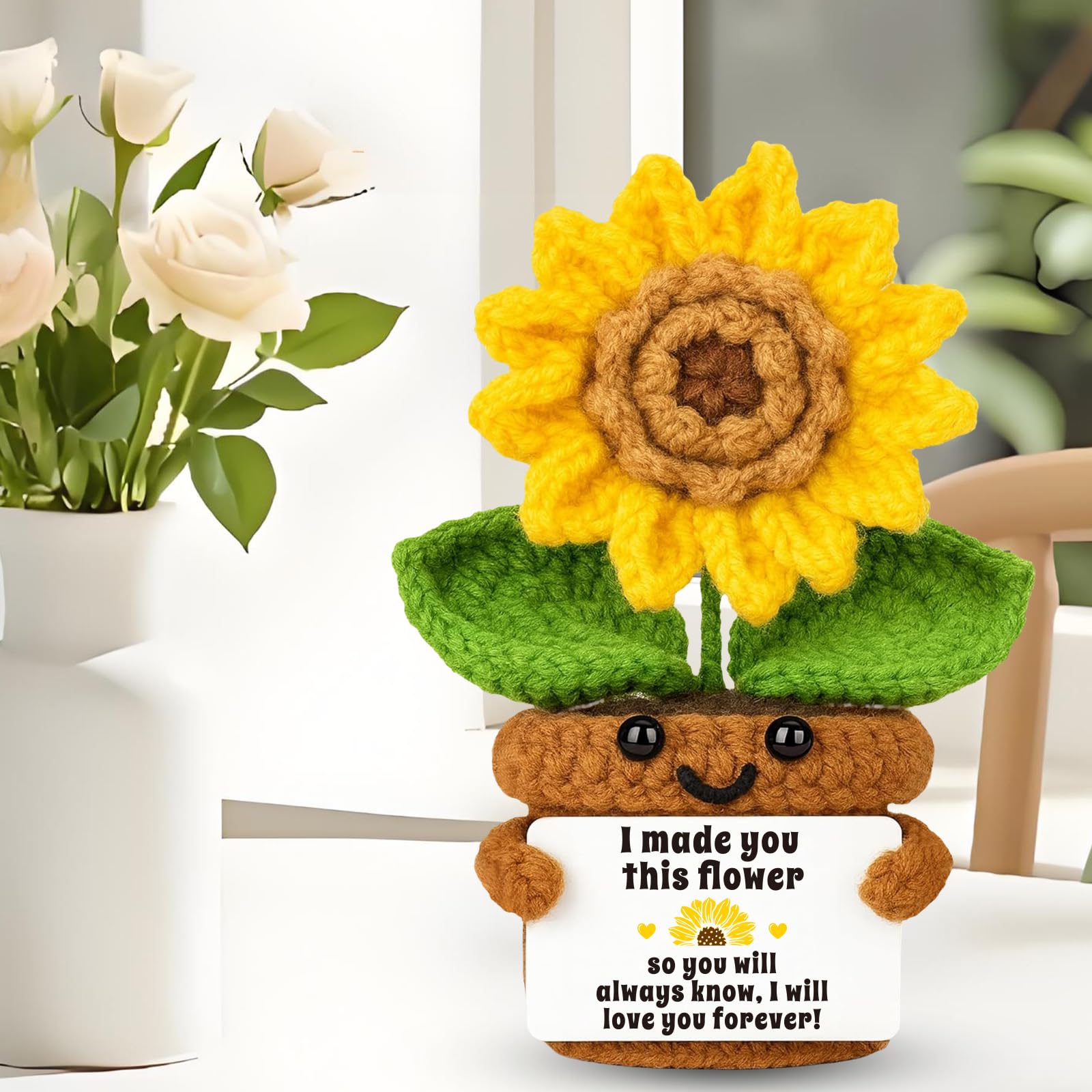 I Made You This Flower Crochet Sunflower - Eternal Love Gift for Valentine's Day