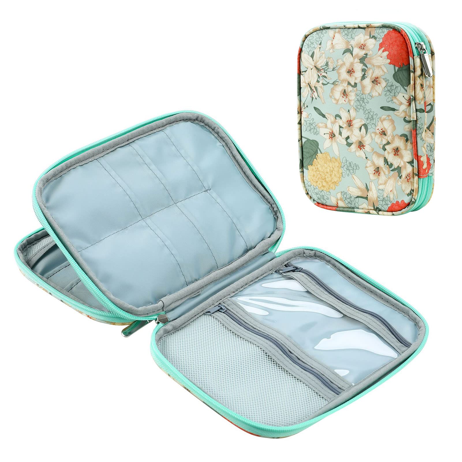 Jorisha Knitting Needles Case Crochet Hooks Organizer Zipper Bag, Portable Trave